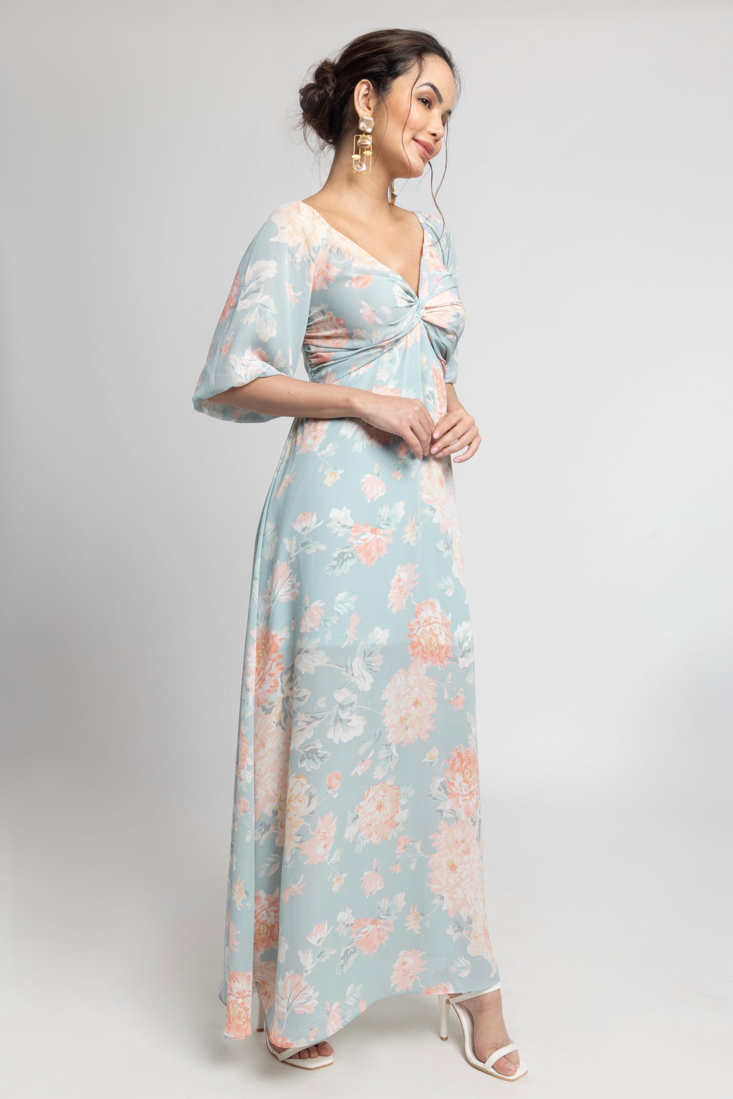 Frost Blue Yoke Maxi Dress