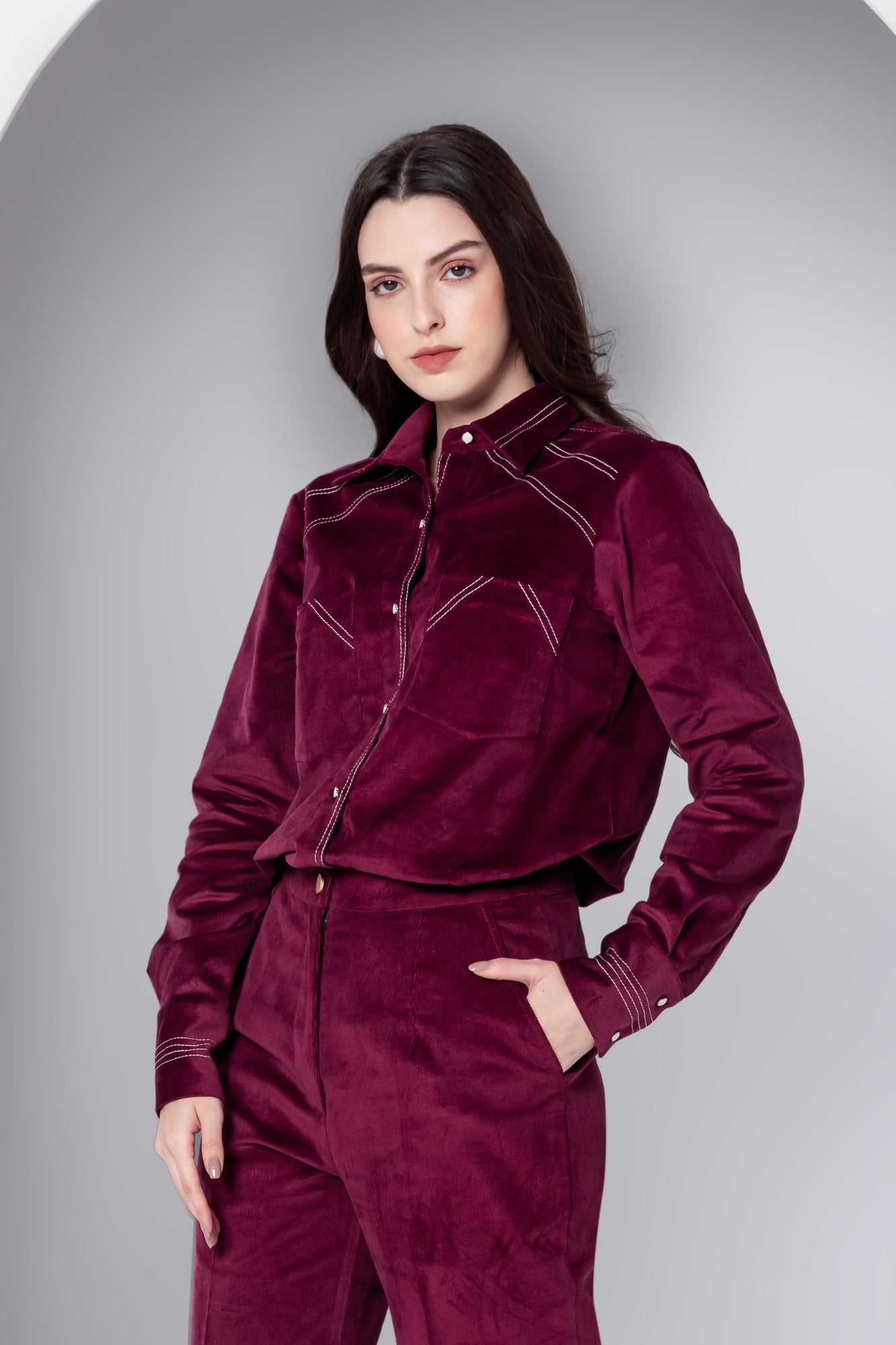 Bordeaux Corduroy Shirt