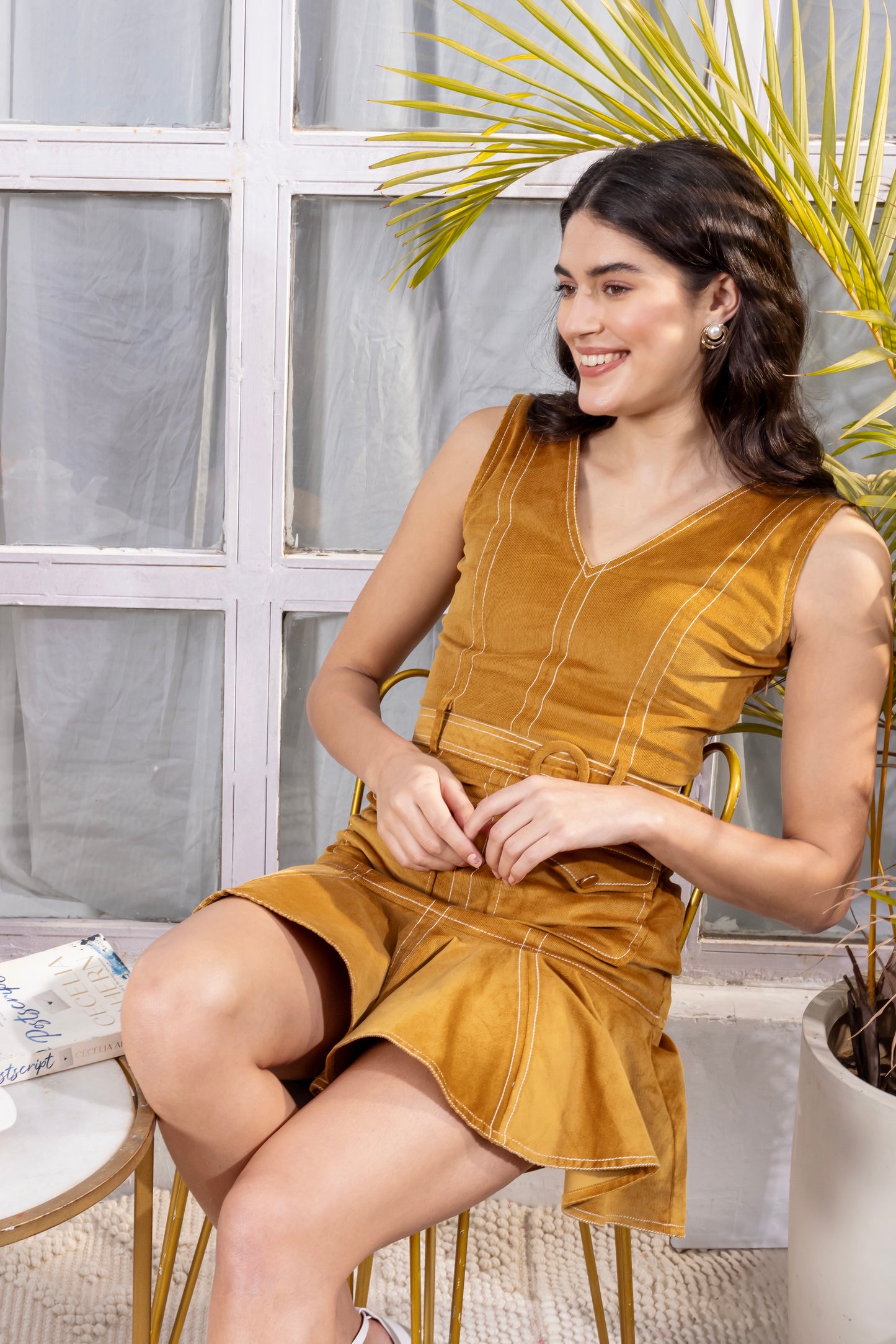 Mustard Charm Corduroy Mini Dress