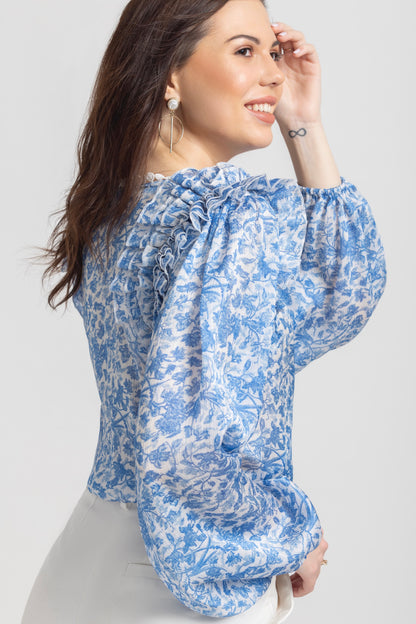 Misty Floral Frills Knot Top