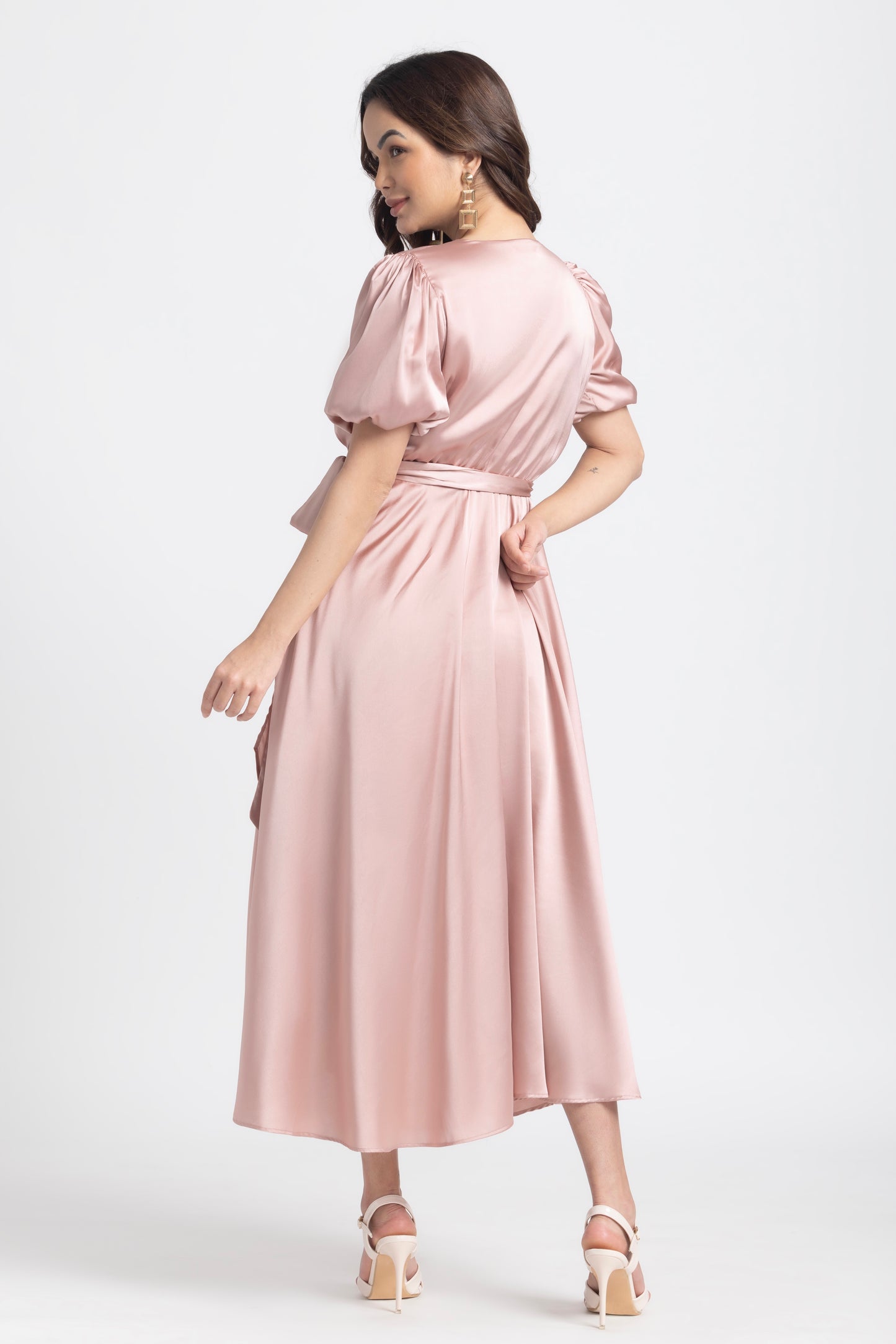 Rose Gold Surplice Midi Dress