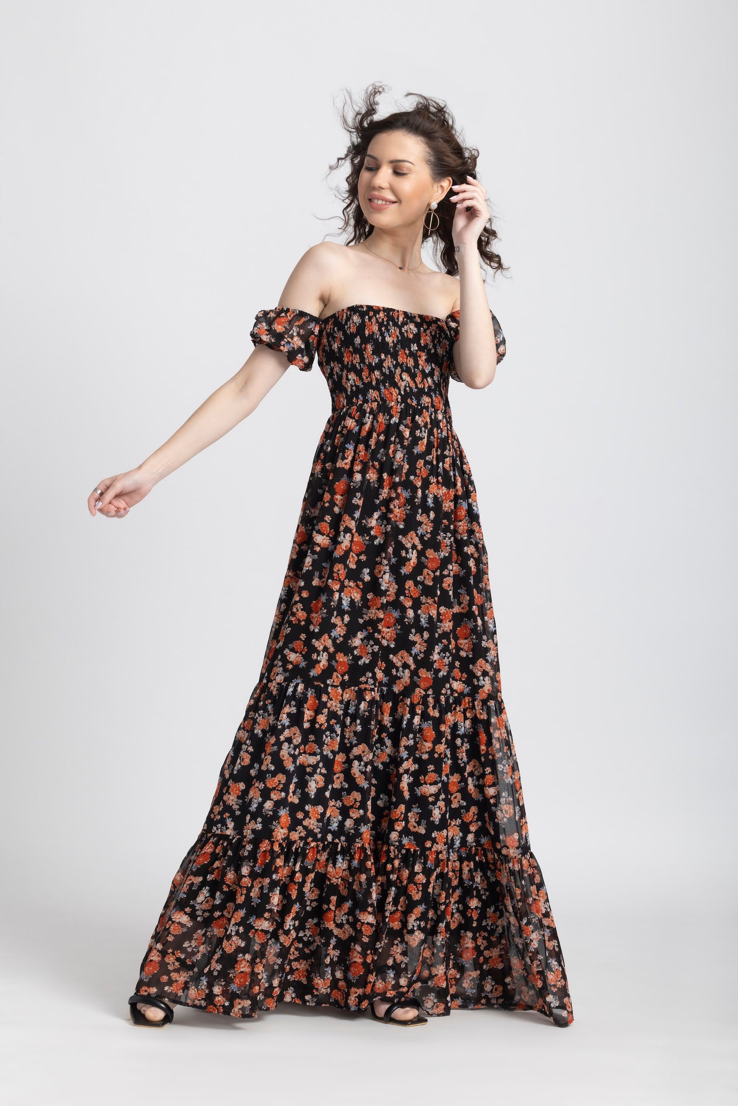 Black Blossom Maxi Dress