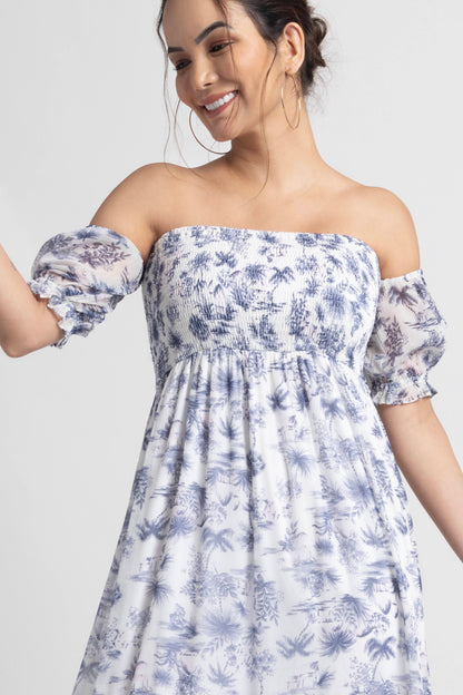 Tropical Breeze Off Shoulder Maxi Dress