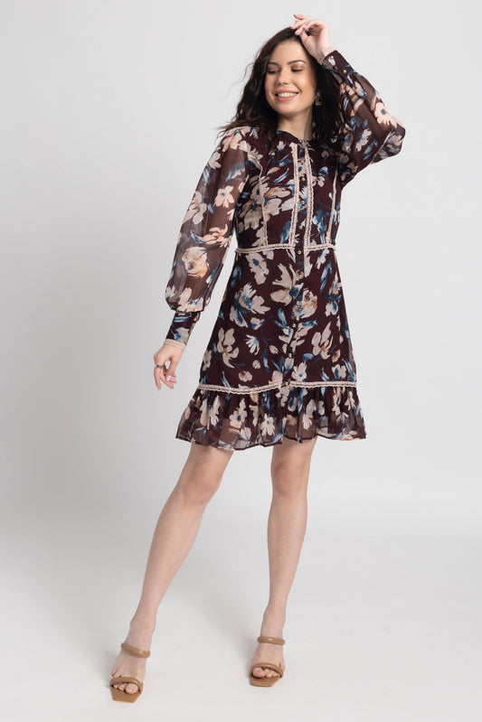 Russet Bloom Mini Dress