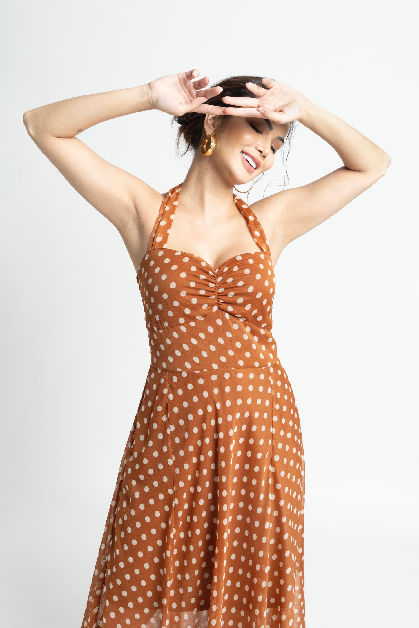 Brown Polka Maxi Dress