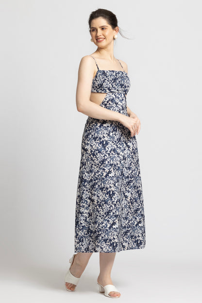 Cerulean Charm Sleeveless Midi Dress