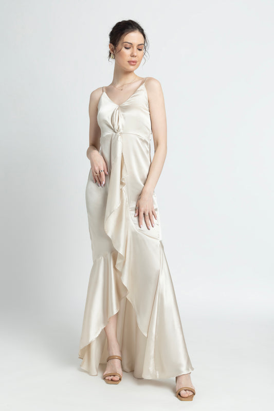 Creamy Flair Maxi Dress