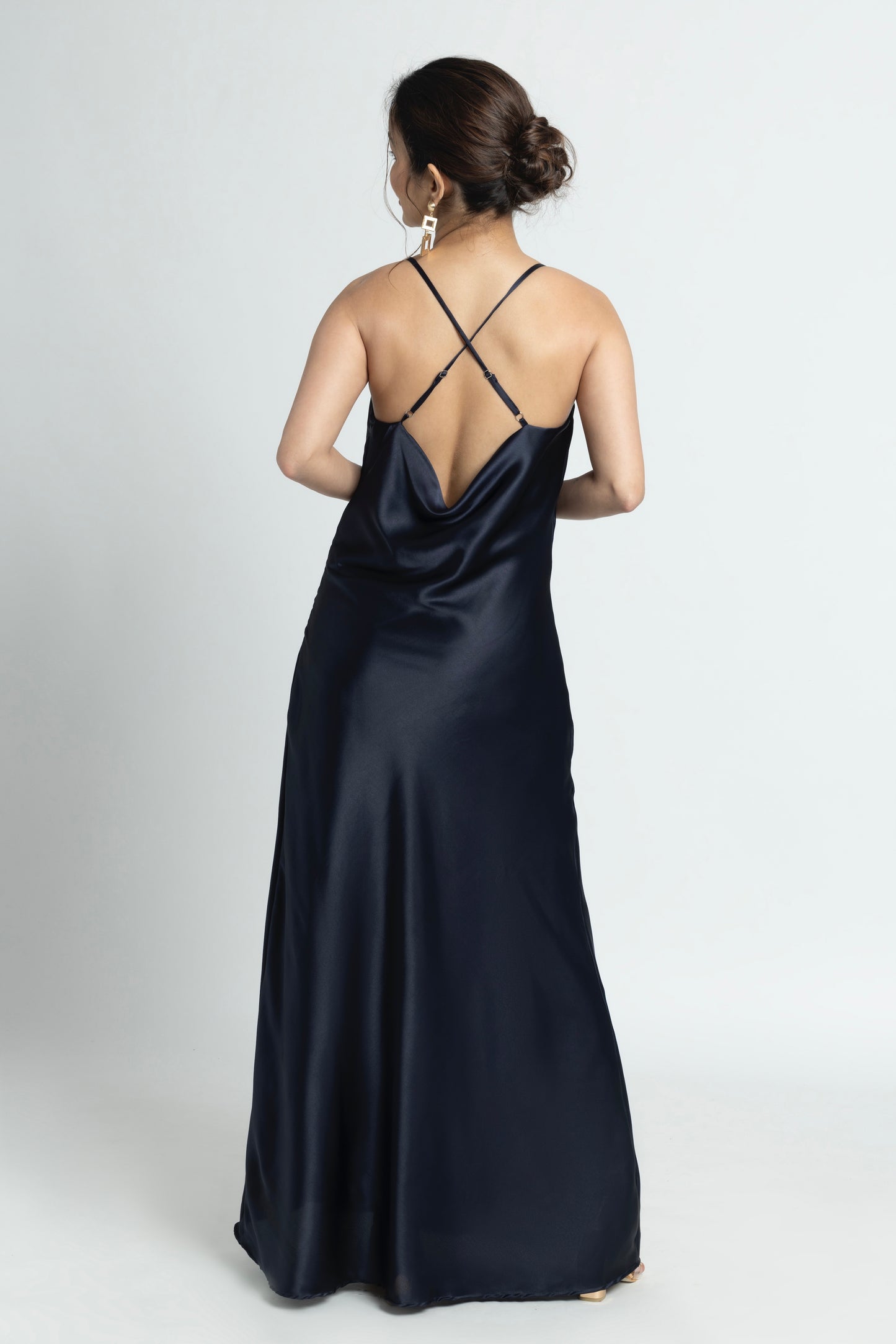 Navy Nights Cowl Maxi Dress