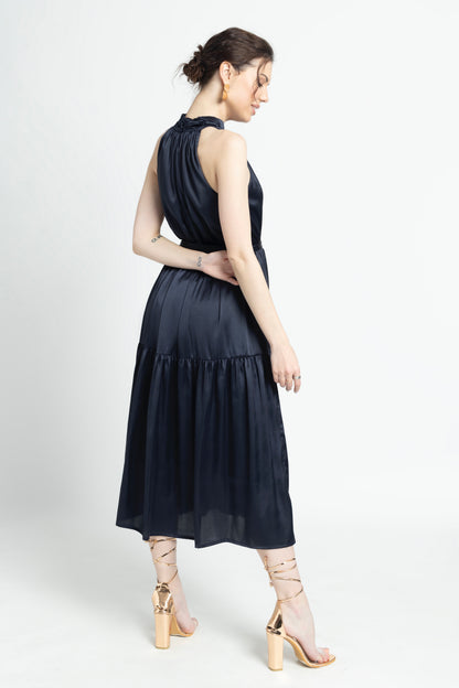 Navy Nights Halterneck Midi Dress