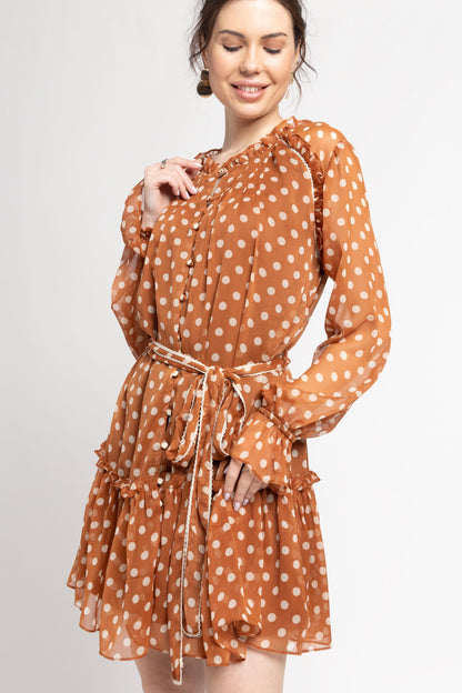 Brown Polka Mini Dress