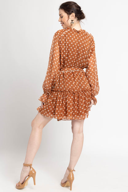 Brown Polka Mini Dress