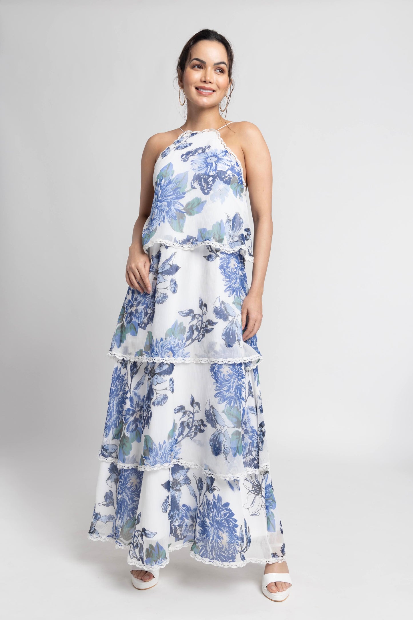 Serene Floral Layered Maxi Dress