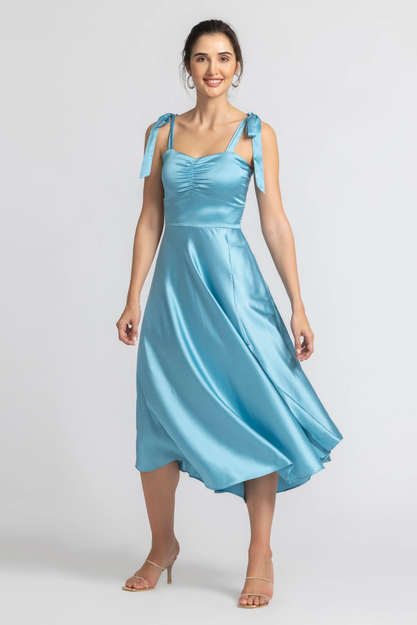 Turquoise Blue Sweetheart Midi Dress