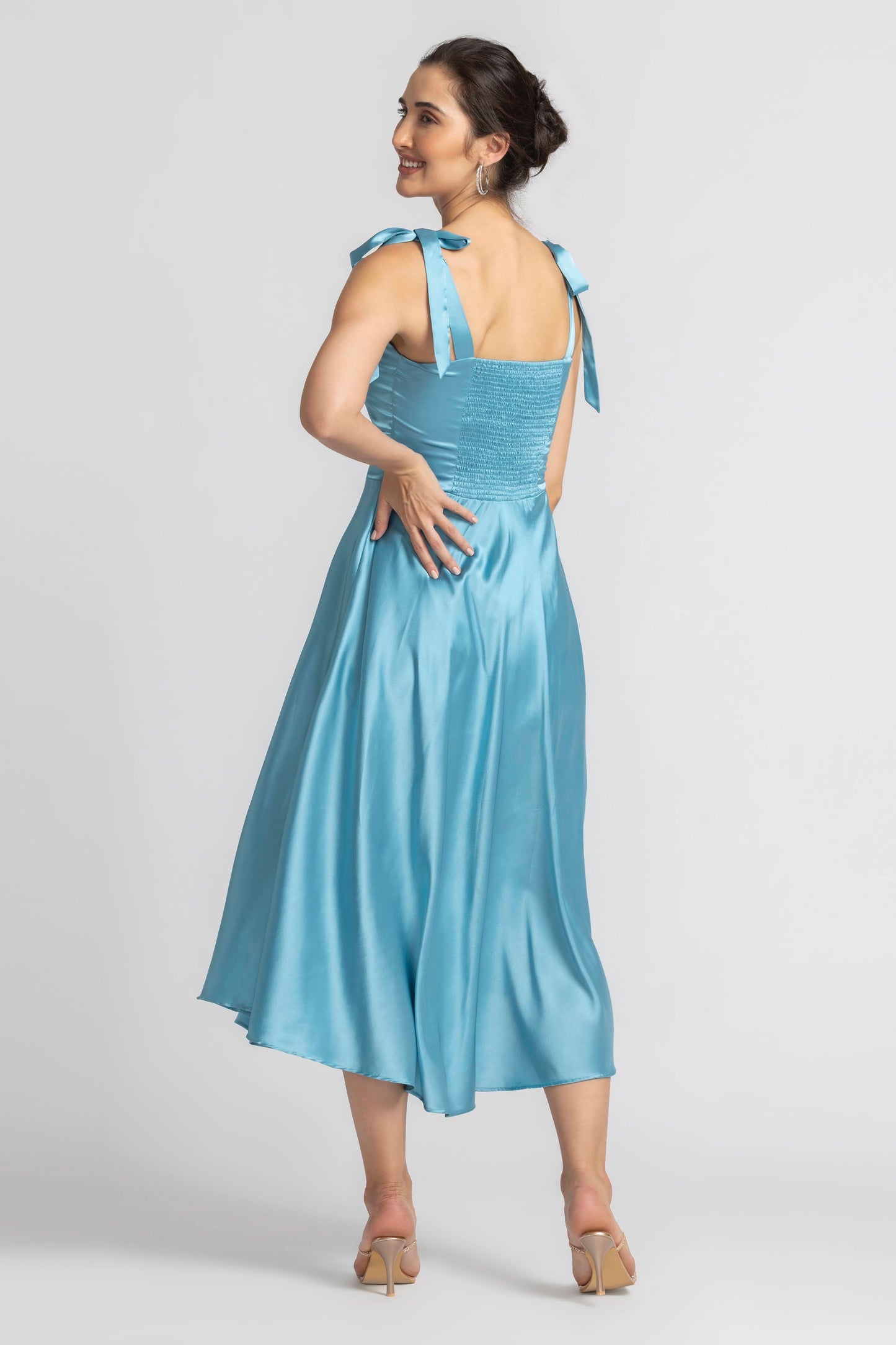 Turquoise Blue Sweetheart Midi Dress