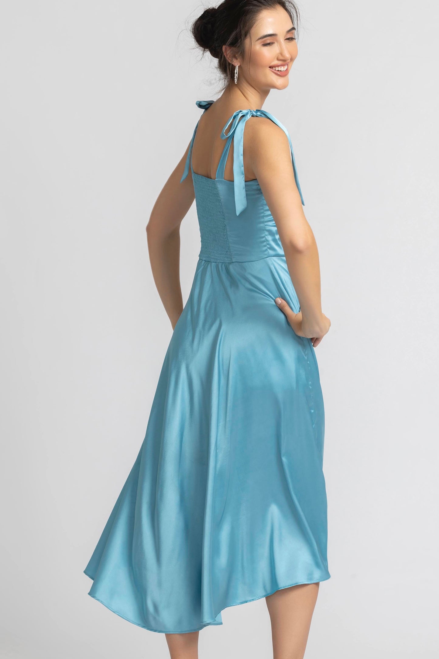 Turquoise Blue Sweetheart Midi Dress