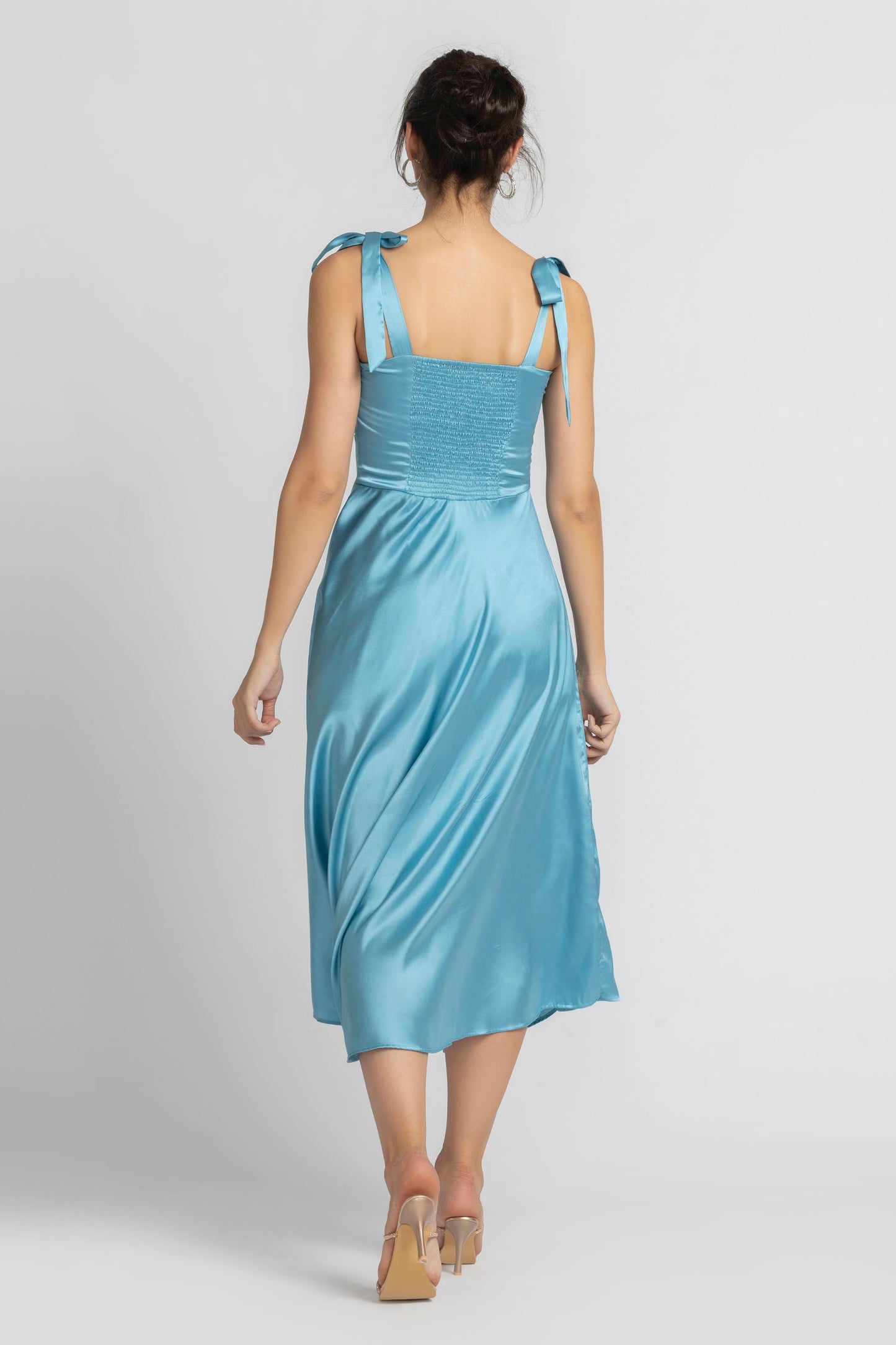 Turquoise Blue Sweetheart Midi Dress