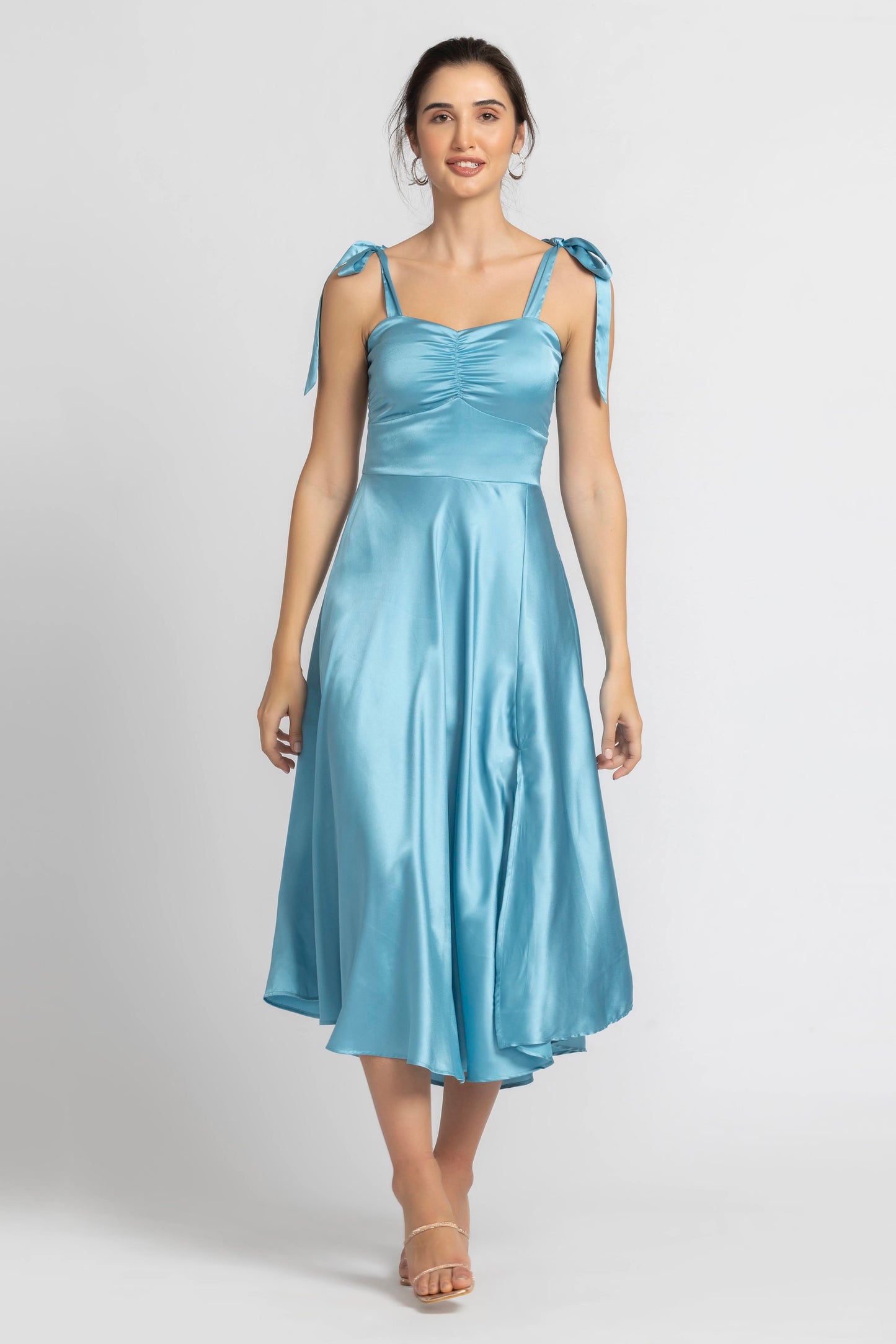 Turquoise Blue Sweetheart Midi Dress