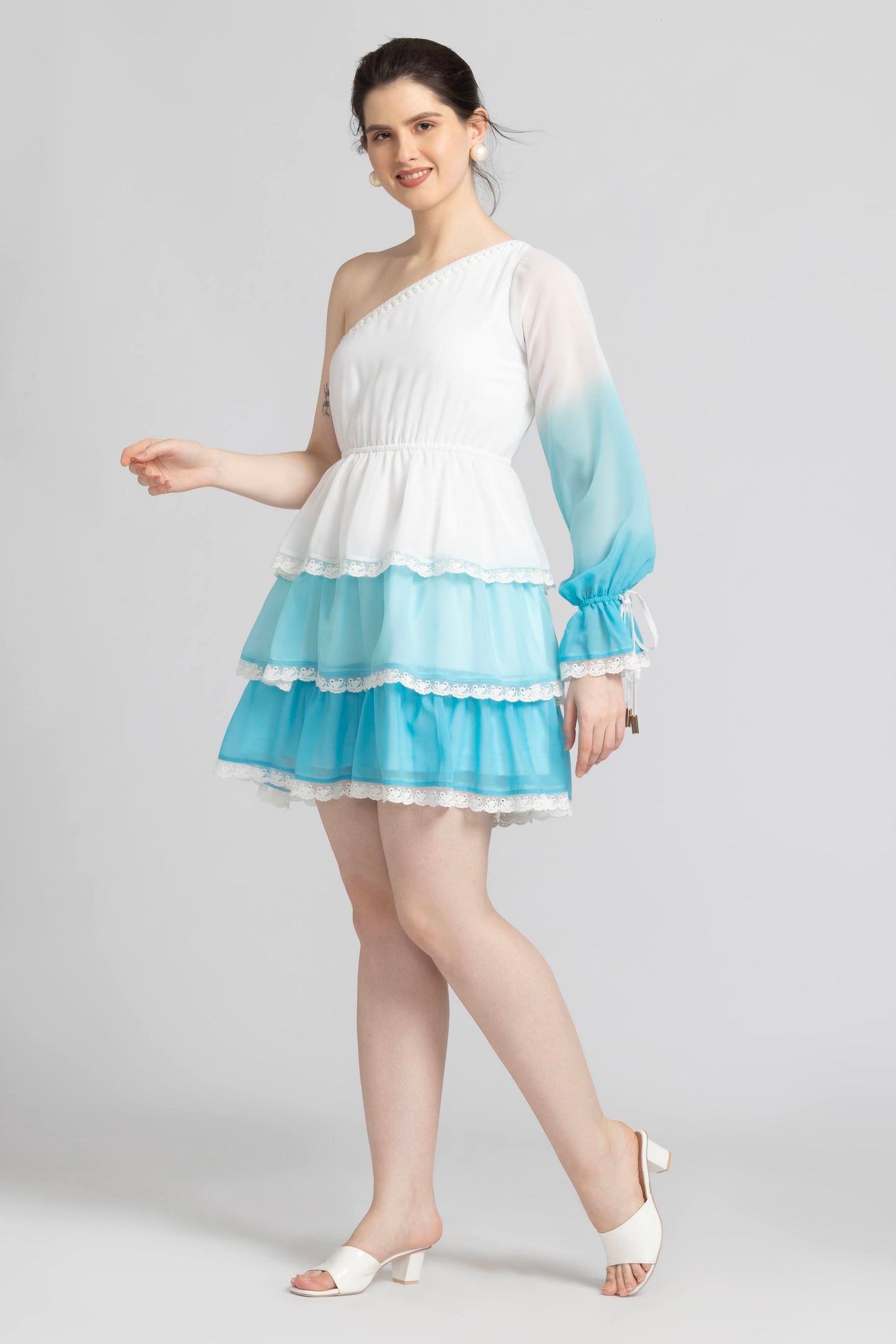 Whispering Blue Ombre Mini Dress