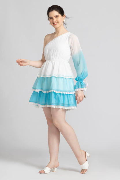 Whispering Blue Ombre Mini Dress