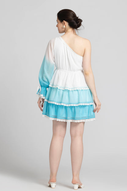 Whispering Blue Ombre Mini Dress