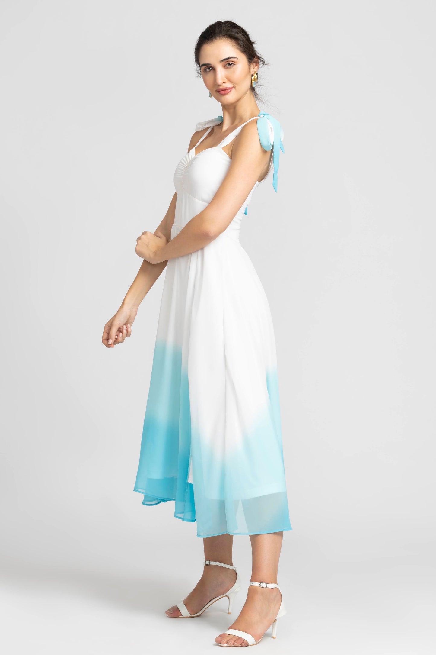 Whispering Blue Ombre Midi Dress