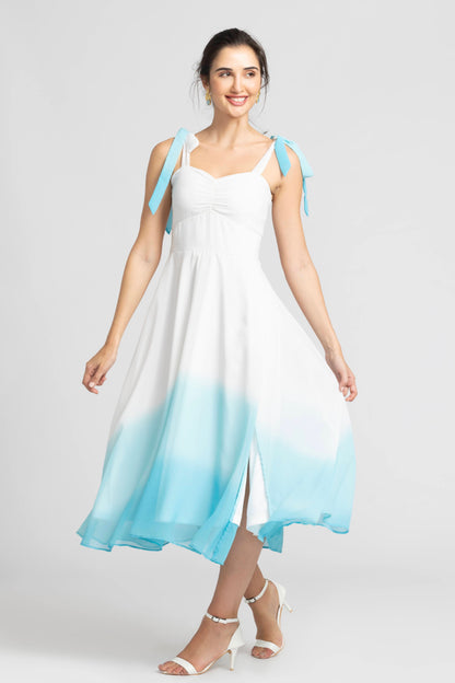 Whispering Blue Ombre Midi Dress