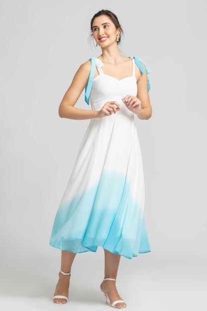 Whispering Blue Ombre Midi Dress