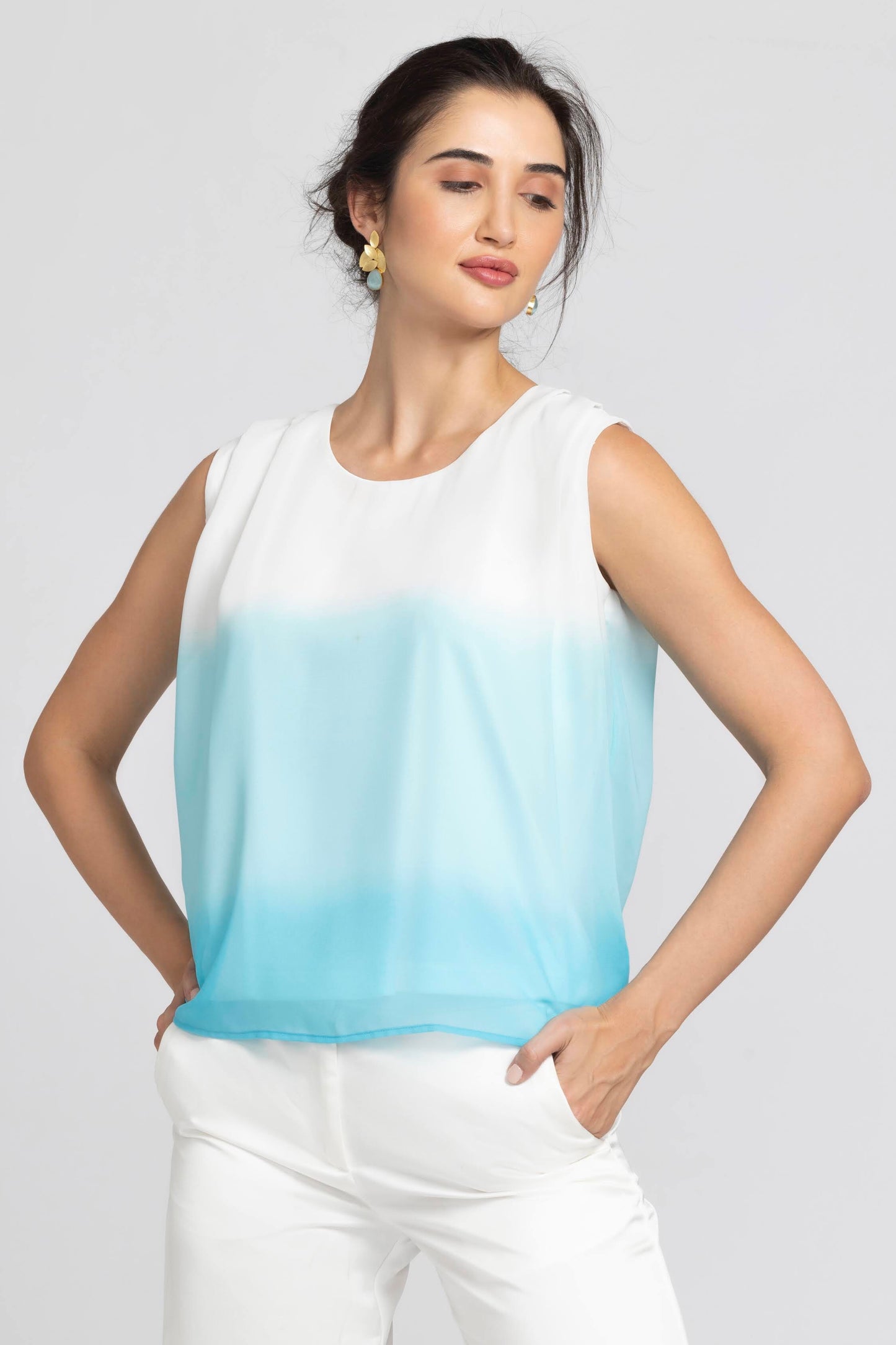 Whispering Blue Ombre Top