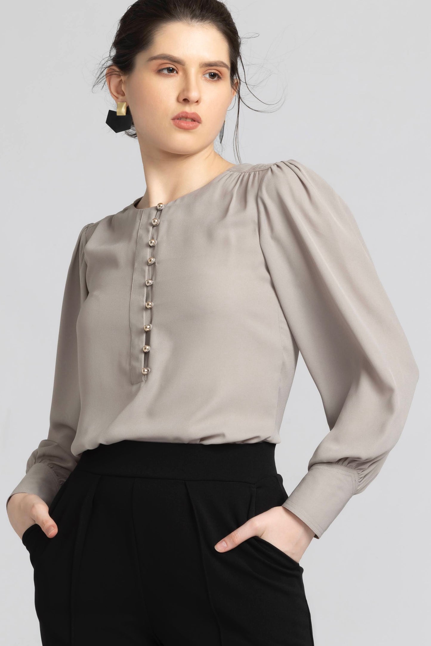 Ethereal Grey Elegance Top