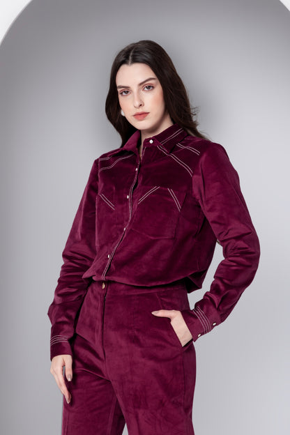 Bordeaux Corduroy Shirt
