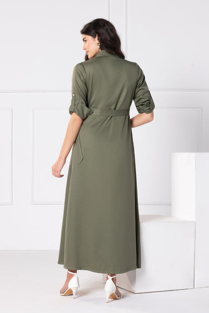 Olive Elegance Maxi Dress