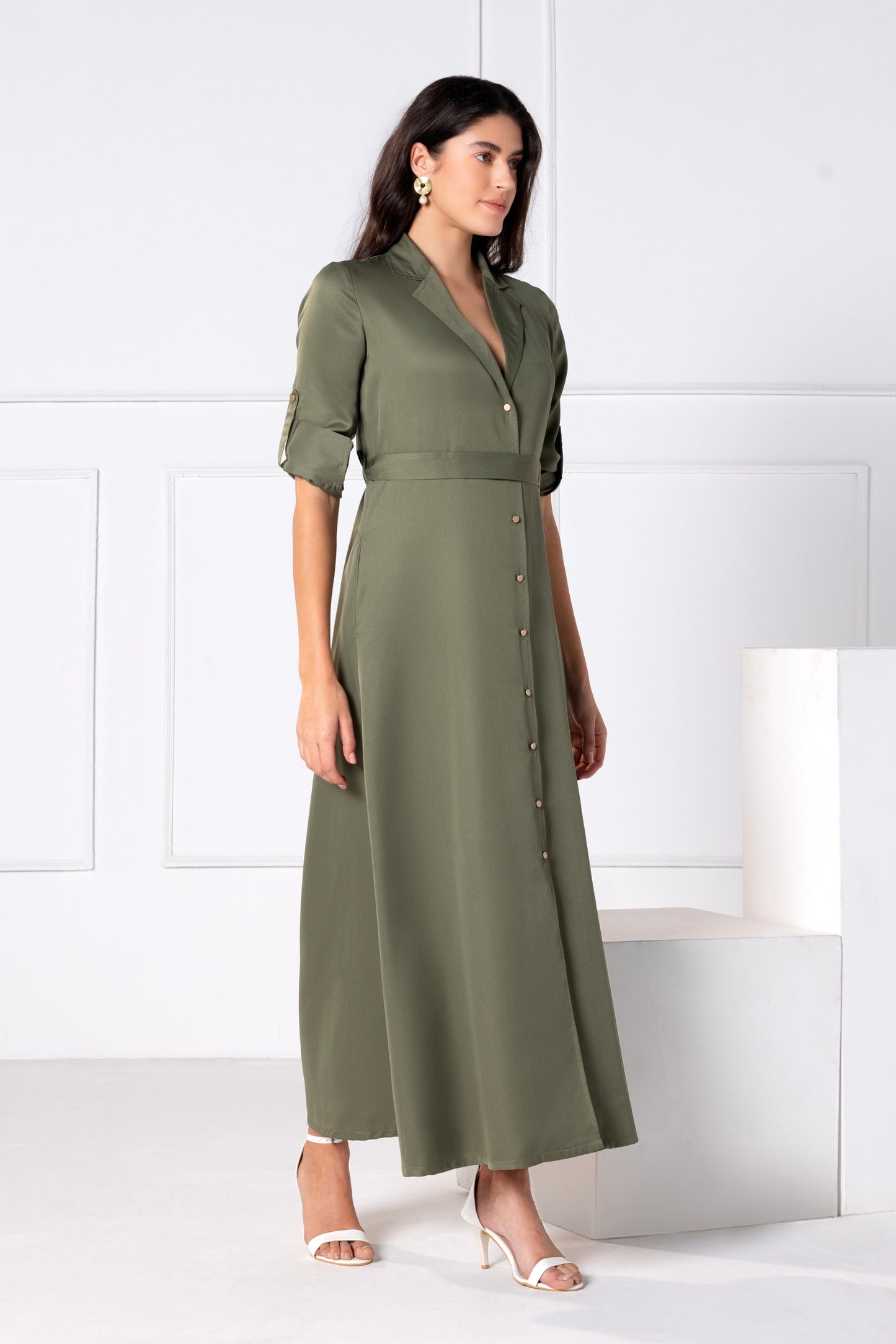 Olive Elegance Maxi Dress