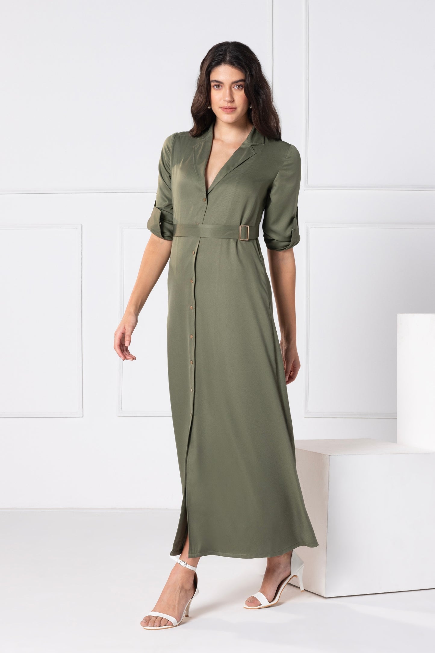 Olive Elegance Maxi Dress