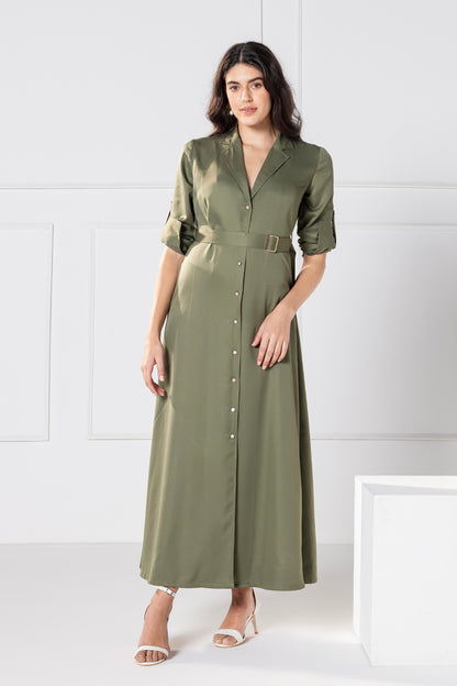 Olive Elegance Maxi Dress