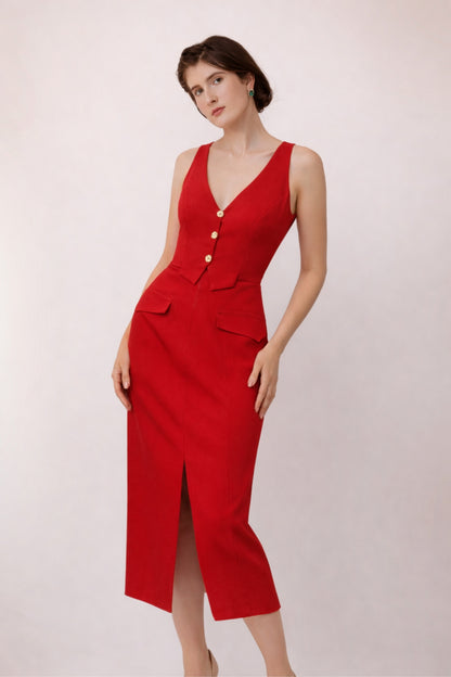 Rouge Élan Allure Midi Dress