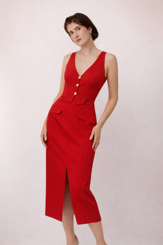 Rouge Élan Allure Midi Dress