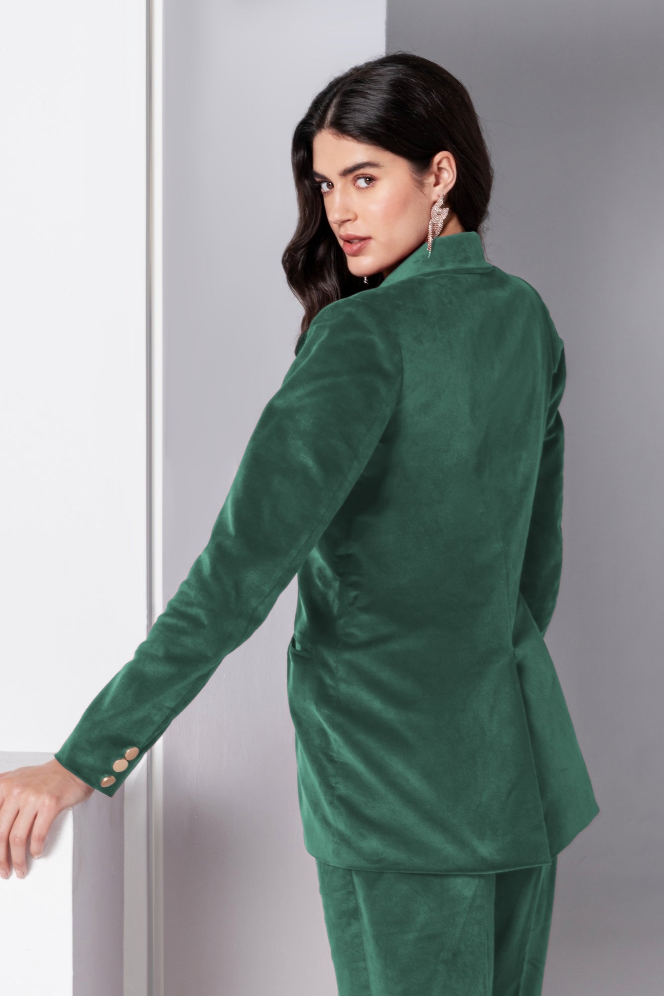 Emerald Charm Corduroy Blazer Set