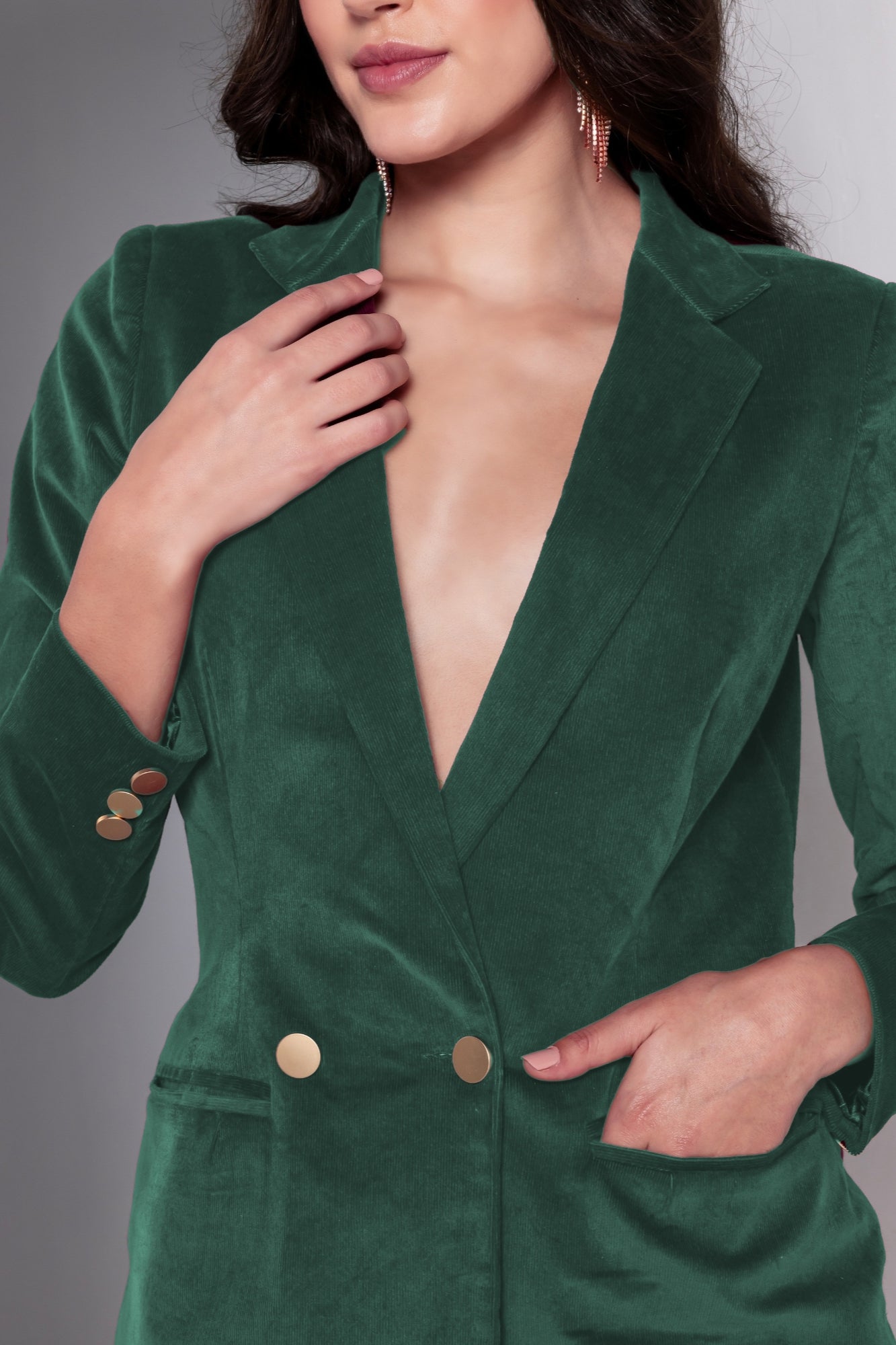 Emerald Charm Corduroy Blazer Set