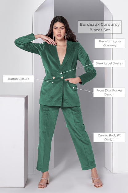 Emerald Charm Corduroy Blazer Set