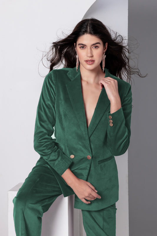 Emerald Charm Corduroy Blazer Set