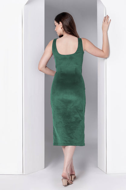 Emerald Charm Corduroy Midi Dress