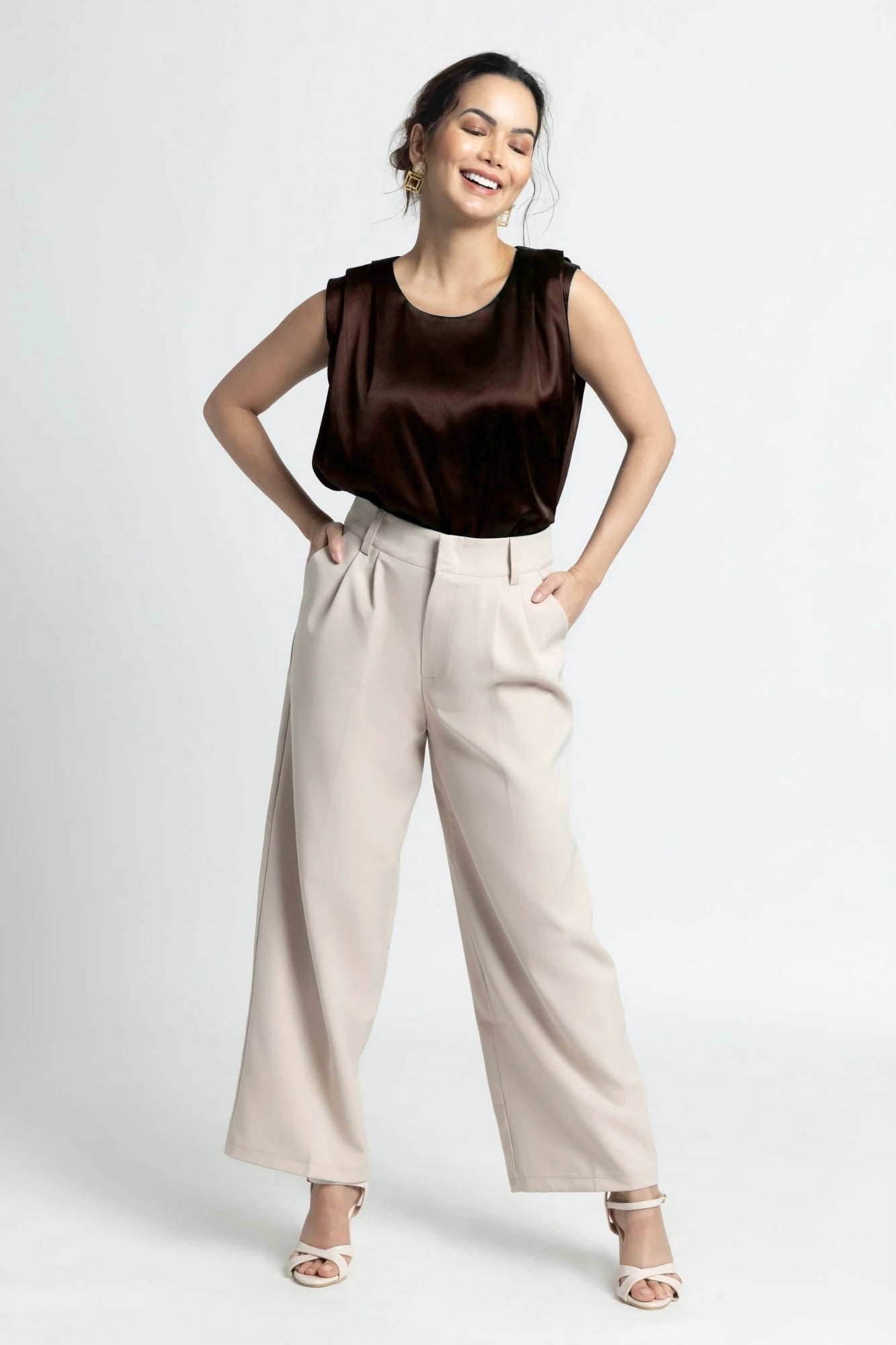Choco Lustre Pleated Top
