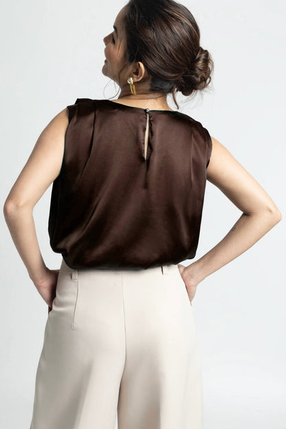 Choco Lustre Pleated Top