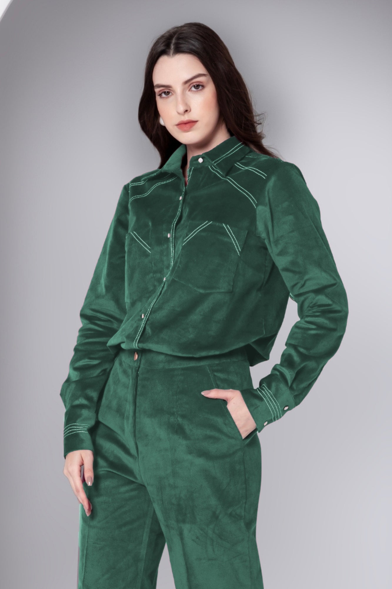 Emerald Charm Corduroy Shirt