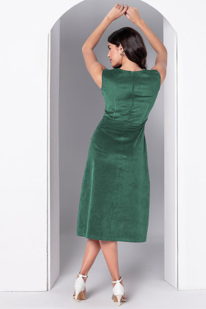 Emerald Poise Corduroy Midi Dress