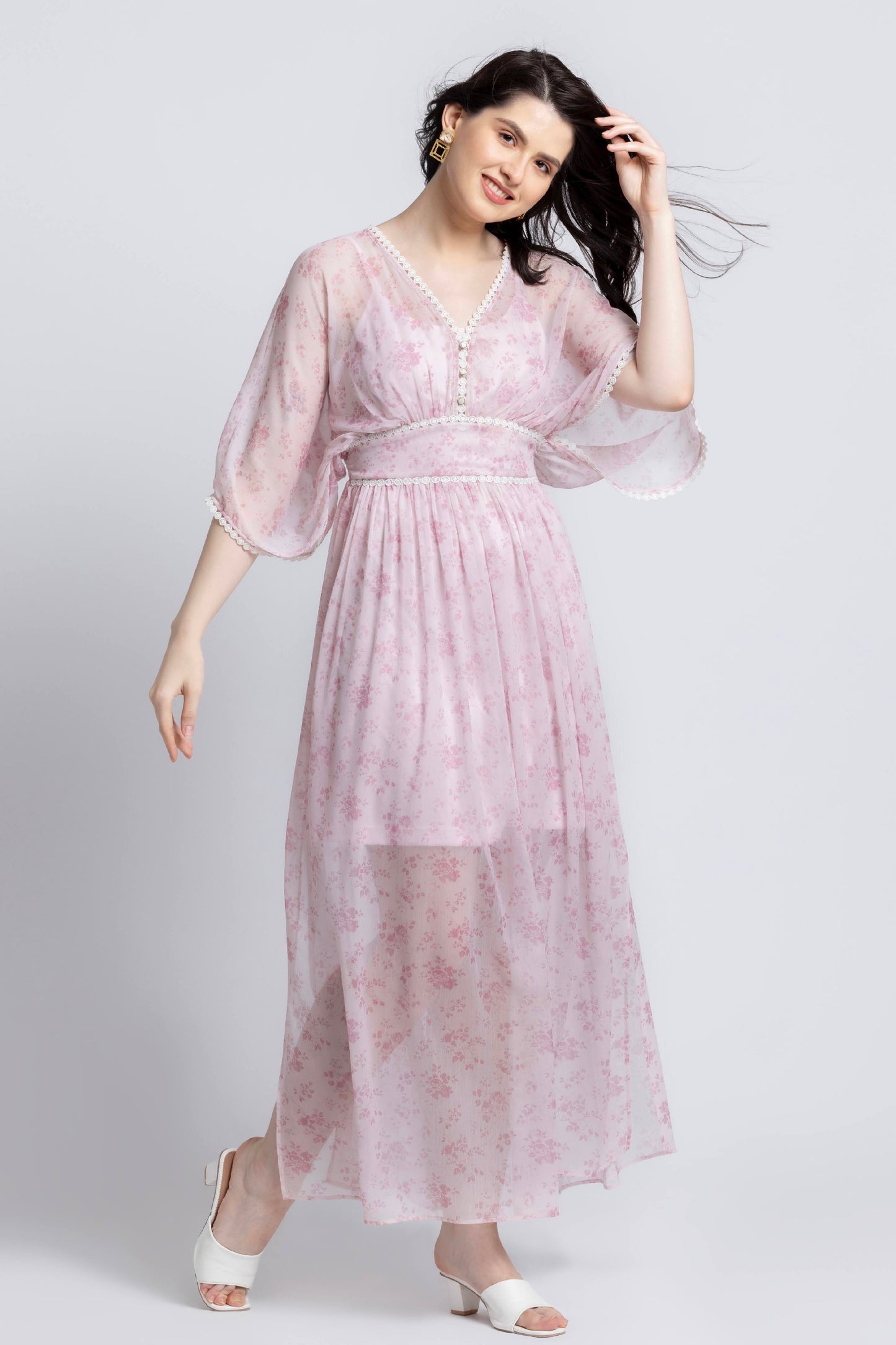 Serene Rosette V Maxi Dress