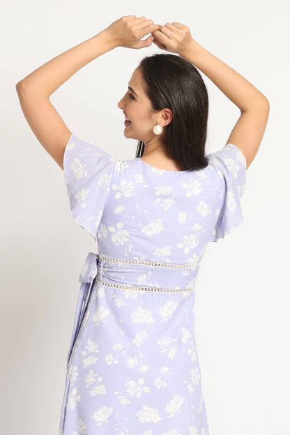 Lavender Blossom V Midi Dress