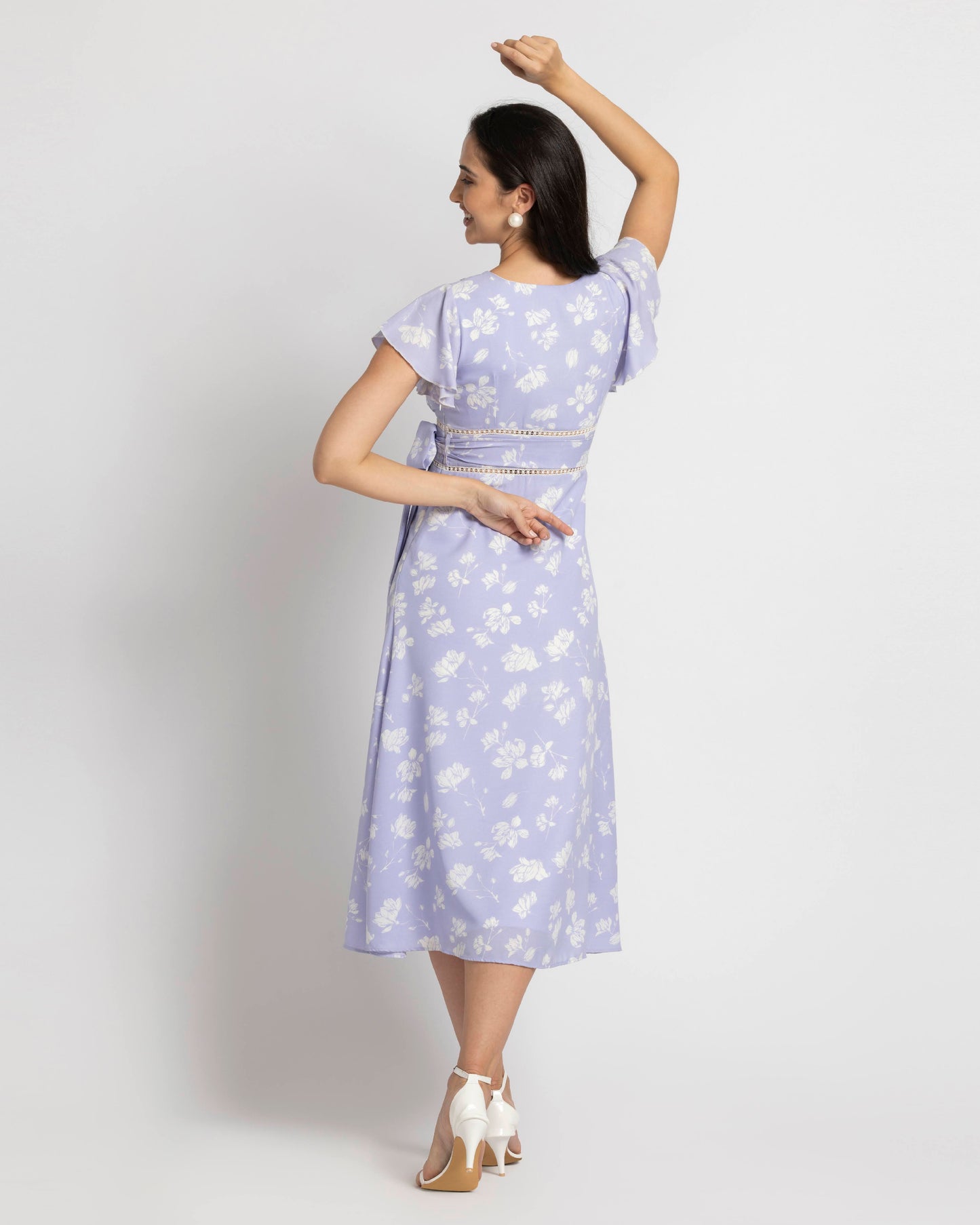 Lavender Blossom V Midi Dress