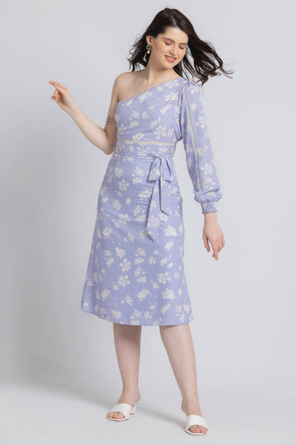 Lavender Blossom Asym Midi Dress