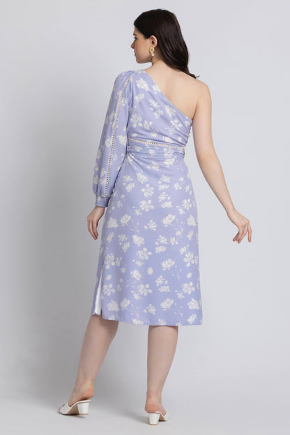 Lavender Blossom Asym Midi Dress